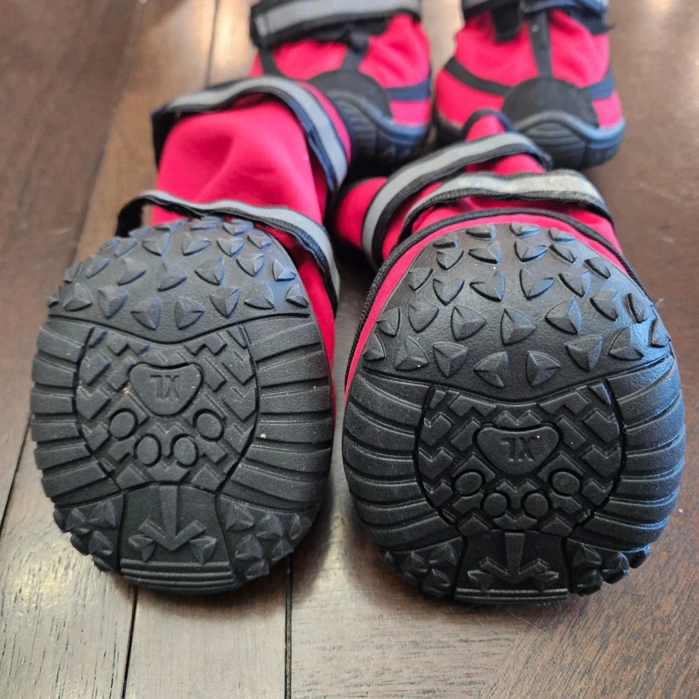 Pssopp Dog Boots Red Reflective Anti Slip Hiking Shoes Set of 4 Size‎ XL
